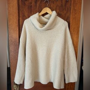 J. Jill chunky knit cream colored cowl neck sweater